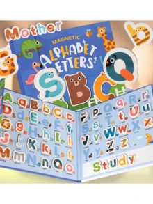 磁性字母拼图书：适合学龄前儿童的彩色字母学习套装，适合3-5岁儿童的冰箱贴