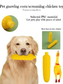 1pc Pet Corn Squeaky Chew Toy, Dog Realistic Yellow Corn Shaped Screaming Chicken Plush Toy, TPR Material, Interactive Chewing Biting Teeth Grinding Toy For Pets
