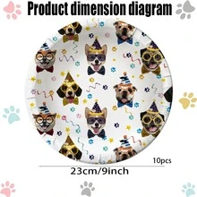 Conjunto de vajilla desechable para fiesta de cumpleaños de perro y gato de 10 piezas/20 piezas, juego de vajilla desechable con temática animal que incluye platos, servilletas, tenedores, apto para fiestas de cumpleaños, picnics al aire libre, reuniones familiares - Multicolor - Ver 11