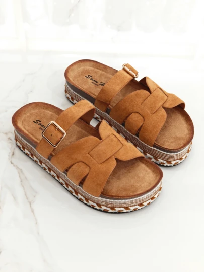  Revreal Suede Buckle Strap Platform Sandals Bohemian Elegant Elegant Resort Fashion Beach Casual Leisure Sexy Cute Summer