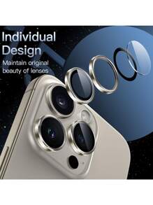 Yezodawee Camera Lens Protector Compatible With IPhone 17 Pro Max 17 Pro 17 Air 17, 16 Pro Max Ultra-Tough HD Individual Lens Protectors, Scratch Resistant, Ultra-Thin Tempered Glass Anti-Scratch Lens Cover 9H Tempered Glass Metal Camera Screen Protector Shockproof Camera Cover Ring -3 Pcs Titanium Grey