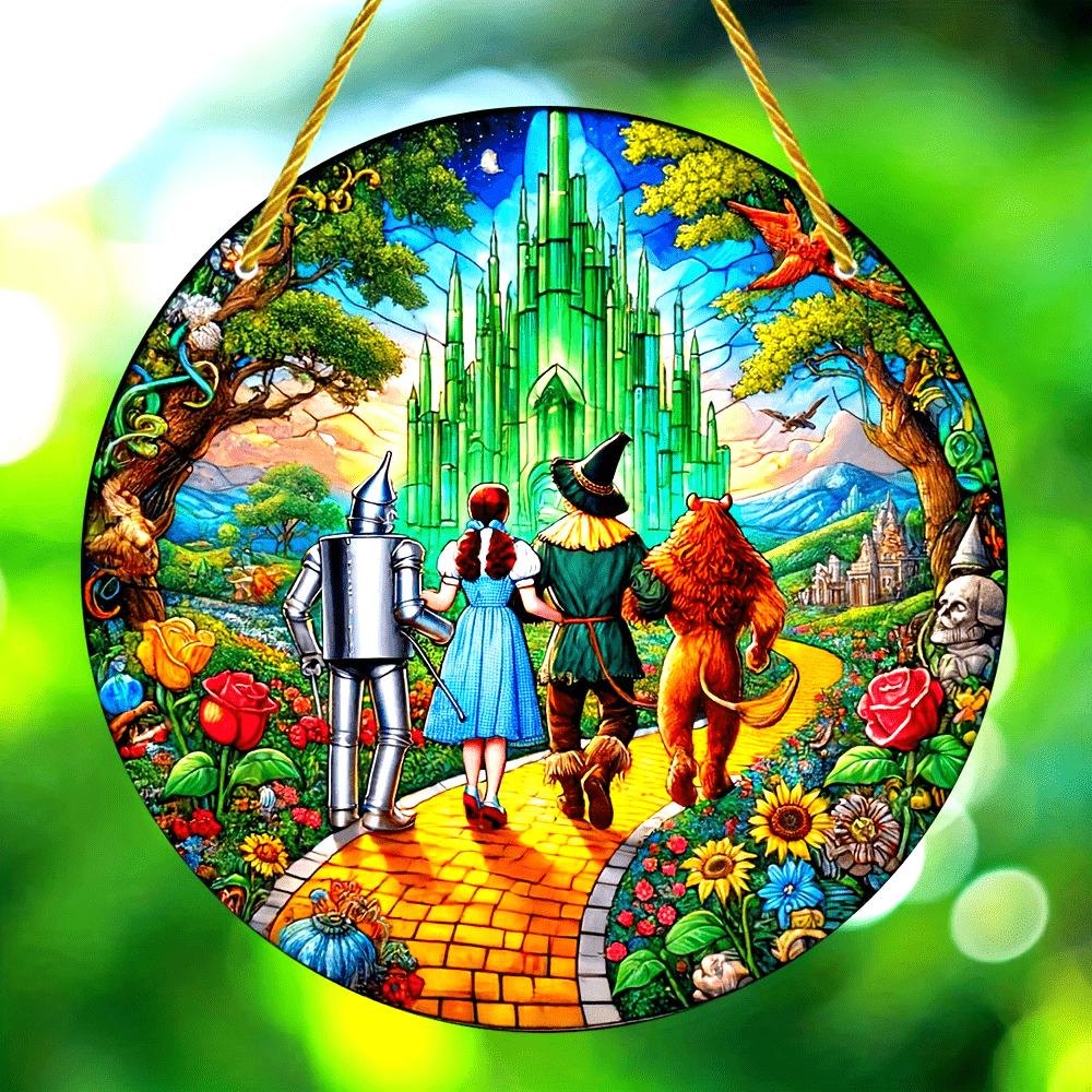 2D Flat Wizard Of Oz Acrylic Suncatcher - Round Wall Hanging Decor, Festive Home & Garden Decor, Ideal Housewarming Gift