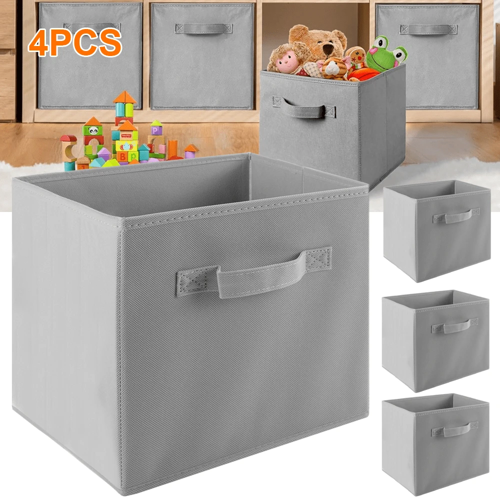 12er Set 27 x 27 x 28cm Aufbewahrungsbox Spielkiste Regalkorb Faltkiste Korb Stoff Box,ragbare Behälter, staub- und feuchtigkeitsbeständig, - Grau - Übersicht 1