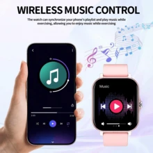Smart Watch Smartband 1.83 Inch Full Screen Touch Call Notification And Rejection Sports Date Alarm Message Reminder Sedentary Reminder Multi-Function Square Dial Smart Bracelet For Android/Ios - Pink - View 7