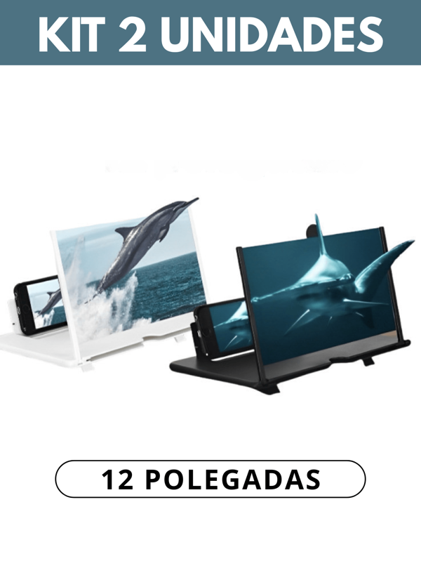 Kit 2 Lupa de tela de telefone 3D dobrável de 12 polegadas
