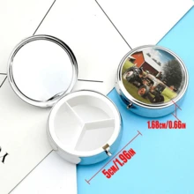 1 Pill Box With Customizable Text, 3 Compartment Small Pill Box, Suitable For Wallet, Cute Mini Medicine Storage Box Travel Pill Box, Portable Pill Container And Medicine Vitamin Storage Box, You Can Also Use It To Store Other Small Items.