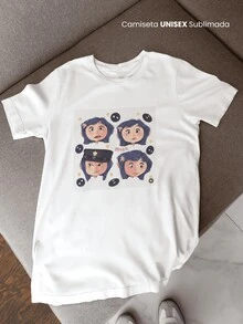 CAROLINE Playera Unisex pelicula animada faces - Blanco - Ver 2