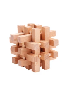 1 件木制玩具孔明锁鲁班锁成人减压烧脑动脑全智力开发解谜游戏,办公桌面玩具,金属拼图,智商拼图,锁拼图,拼图,木制拼图,木制玩具 - 彩色 - 查看 3