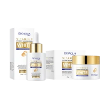 Kit Bioaqua Vitamina C Suero Crema Facial Hidratante Aclarante Antioxidante Tratamiento Completo Rutina Skincare Belleza Nutrición Reafirmante Ilumina Protege Piel - Blanco - Ver 1
