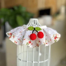 1pc Fresh Rural Style Pet Scarf, Puppy Cat, Little Teddy Bear, Dog Drool Bib, Bib, Neck Accessory - Red - View 5