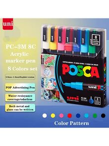 UNI 全新包装油漆马克笔套装和单支 PC-3M 水性颜料永久性丙烯笔涂鸦艺术用品学校用品 - 3M 0.9-1.3MM - 查看 1