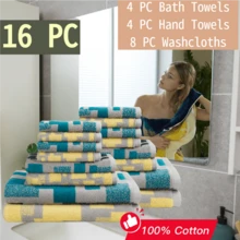 SEMAXE 浴室浴巾套装，包含 4 条浴巾、4 条手巾和 8 条毛巾，浴巾 [140x70cm]、手巾 [70x40cm]、毛巾 [33x33cm]，经 OEKO-TEX® 认证，550GSM 赛络纺精梳毛巾，适用于水疗中心/酒店/健身房，豪华机织纺织品，带挂环，礼品包装