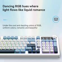 AJAZZ AF98 Kabelgebundene Tastatur mit mechanischem Gefühl, gemischte RGB-Hintergrundbeleuchtung, lange Lebensdauer, Mehrfarbig, Büro-Computer-Tastatur 98 mit Lautstärkeregler