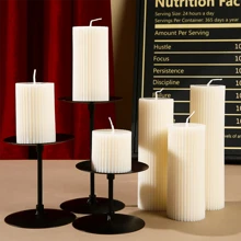1pc, White Cylindrical Candle, Creative Design Ornament, Suitable For Home Decoration, Room Lighting, Wedding Candles, Etc., Atmosphere, Souvenirs, Holiday Gifts, Etc