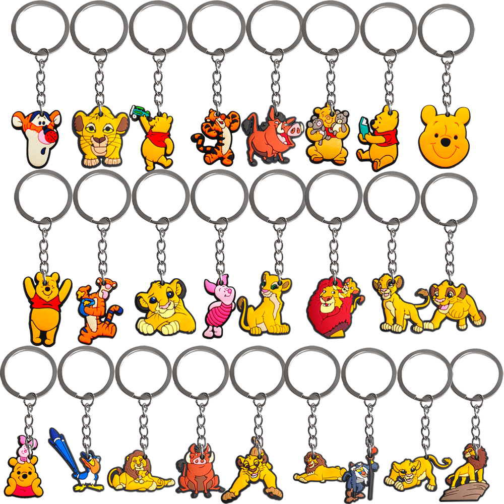Set de 25 piezas de llaveros de PVC de   y El Rey León, llaveros de dibujos animados lindos, regalos de fiesta, bolsas de regalo, rellenos, suministros para fiestas de cumpleaños