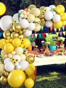 18Inch Sunflower Yellow Gold White Balloons Balloon Garland Arch Kit, Sunflower Bee Theme Birthday Wedding Party Decorations - Multicolor - View 3