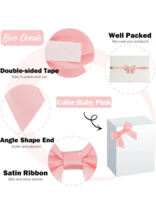 10/20/50pcs Self-Adhesive Satin Ribbon Bows - Perfect For Rustic Crafts And Gifts | Classic Polyester Satin Ribbon Bows, Suitable For Holiday Home And Wedding Decor, Party Favors, Gift Wrapping - Pink (adhesive) - View 3