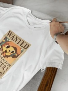CHOPPER WANTED Camiseta Unisex manga One Piece - Blanco - Ver 2