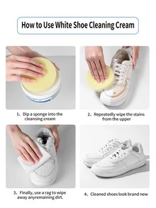 1 件小白鞋清洁膏（5.64 盎司）鞋油强力去污家用黄变白清洁膏适用于帆布鞋、运动鞋、休闲鞋等，强力清洁增白鞋子