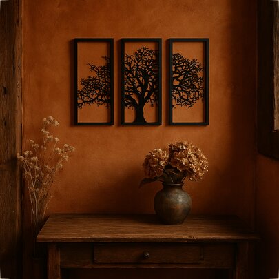 Placas Decorativas De Parede Arvore Da Vida 3 Tamanhos P M G em Mdf Pintado Preto