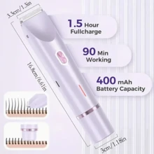Two-In-One Electric Shaver For Women -Wet And Dry Hair Remover, Suitable For Face,Eyebrows, Legs And Armpits -Portablebikini Trimmer, Dual-Head Design,Rechargeable USB Charging, Stainless Steelblade, Gentle And Effective Shaving