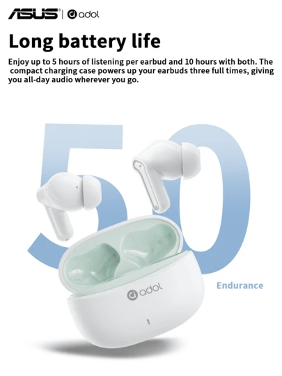  Auriculares inalámbricos para juegos ASUS, con diseño intrauricular, micrófono y controles táctiles, reducción de ruido estéreo, ajuste cómodo para juegos y llamadas, incluye estuche de carga y almohadillas auriculares