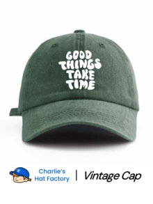 1 件 GOOD THINGS TAKES TIME 印花水洗棒球帽，经典时尚柔软吸汗带可调节尺寸轻质防晒多功能经典帽，适合户外运动足球比赛日常穿着派对度假送给朋友和家人的完美礼物