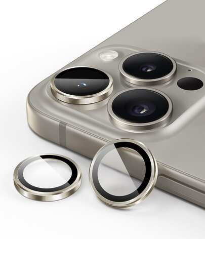 Yezodawee 3片装相机镜头保护膜，兼容 17 Pro Max、17 Pro、17 Air、17、16 Pro Max，超耐用高清独立镜头保护膜，防刮擦，超薄钢化玻璃镜头盖，9H钢化玻璃金属相机屏幕保护膜，防震相机盖环 - 钛灰色