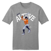 José Altuve Cartoon Batting Stance MLBPA Tee - Heather Grey - View 1