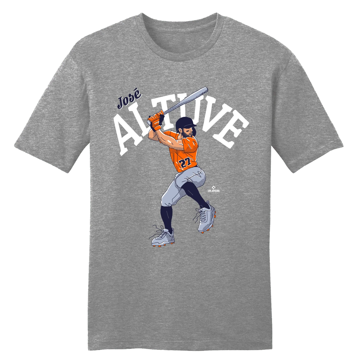 José Altuve Cartoon Batting Stance MLBPA Tee - Heather Grey - View 1
