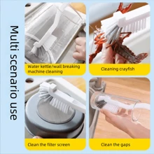 Kitchen Universal Cleaning Brush! Double Design With Right Angle And Elbow, Easily Handle Stubborn Stains On Wall Breaking Machines, Crabs, And Cup Bottoms!
