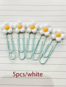 30件/27件/10件/9件/8件/6件/5件/3件/1件花朵PVC+金属回形针书签，可爱办公文具别针，多种颜色可选 - 彩色 - 查看 21