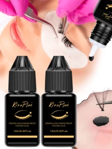 Pegamento para pestañas hipoalergénico - Pegamento para extensión de pestañas - Secado rápido (0.5-1 seg), Larga duración 45 días, Apto para principiantes y salones de pestañas DIY - Negro - Ver 14