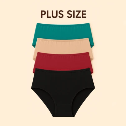Kit 4 Calcinhas Plus Size Microfibra Premium Feminina Viés Largo 25mm