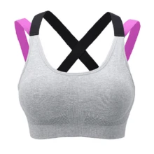 Top deportivo correr Yoga push up de calidad moda Gym, brasier deportivo mujer de transferencia de humedad y secado rápido - Gris - Ver 2