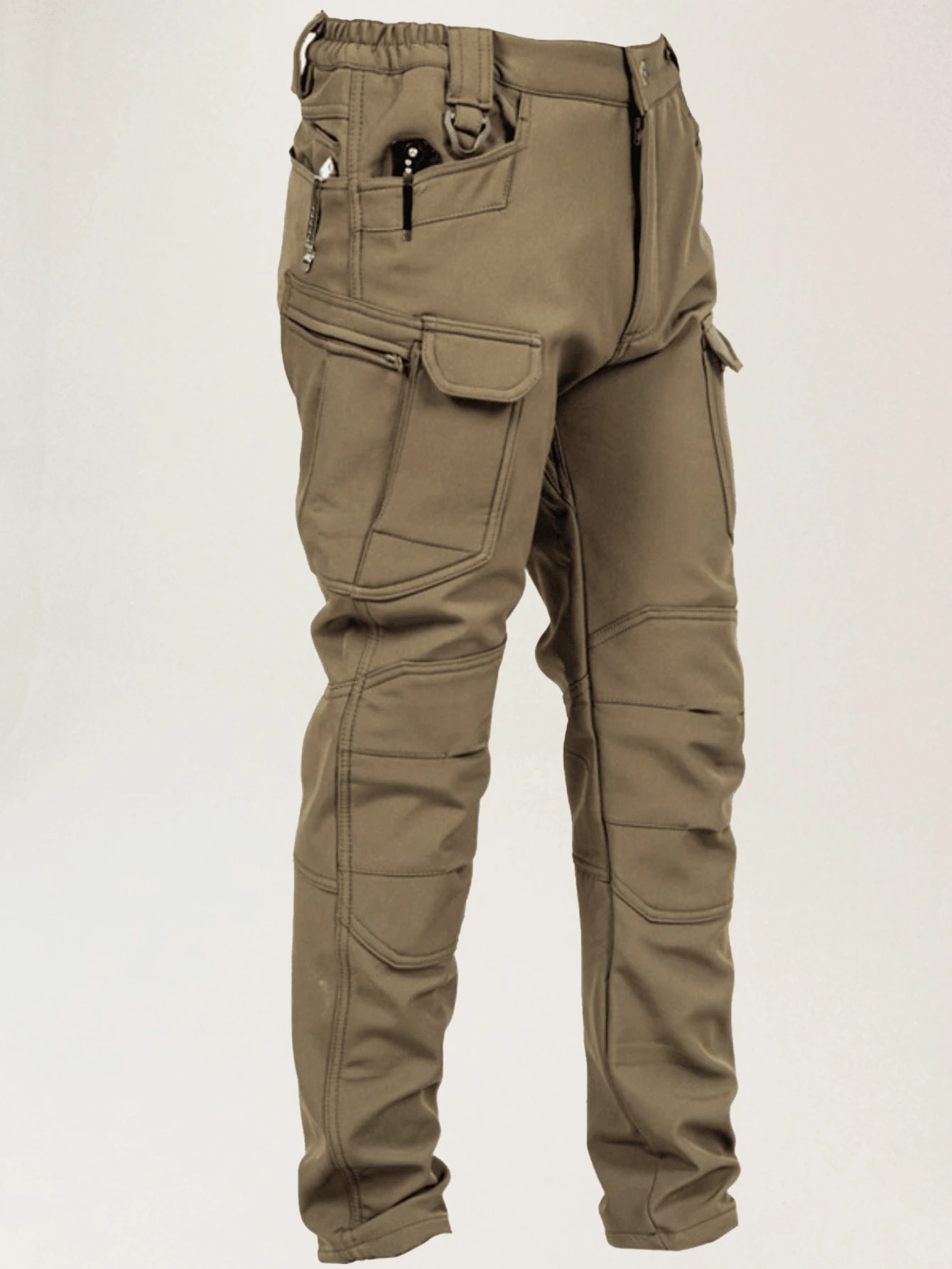Men's Winter Soft Shell Fleece - Lined Charging Pants - Windproof, Waterproof & Thickened For Outdoor & Mountaineering - 04 - 查看 1