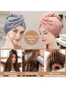 1/3 pièces Serviette de cheveux en fibre ultra-fine à séchage rapide, super absorbante, douce et confortable, turban de séchage des cheveux bouclés, très absorbante et à séchage rapide, serviette essentielle quotidienne, cadeau, accessoire de salle de bain et de maison, retour à l'école, bonnet de cheveux - Multicolore - Voir 5