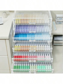 1 件透明塑料抽屉式桌面收纳盒 - 可容纳钢笔、铅笔和马克笔、创意学生铅笔架、胶带座、多功能整洁办公用品、学校用品、返校