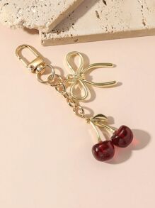 Accessoires de sac, porte-clés, breloques pour sacs à main, 1 pièce Porte-clés unisexe en forme de cerise rouge avec un pendentif nœud à la mode, accessoire de sac à main de luxe pour Halloween et la Saint-Valentin, 1 pièce pendentif en forme de cerise en cristal, nouveau gros pendentif en forme de cerise avec attache pour porte-clés, breloque porte-clés en résine et métal en forme de cerise scintillante pour femmes, portefeuilles et sacs pour la Saint-Valentin