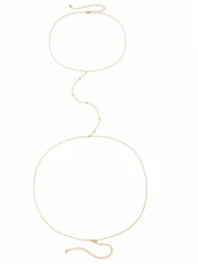 1pc Women Bikini Crossover Necklace Attached Body Chain, Double Layer - W-yL97 Chain Body Chain - View 10