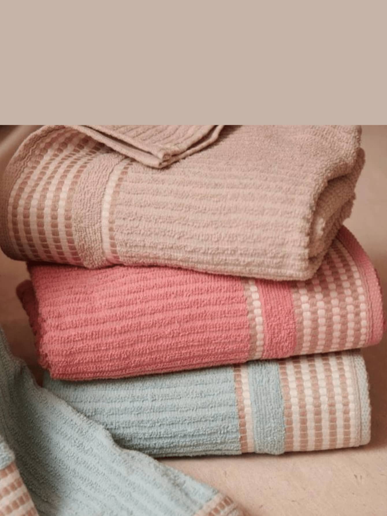 Kit/Set Of 3 Denver Ribbed Bath Towels 140cm X 75cm 100% Cotton - 3 什錦16 - 查看 1