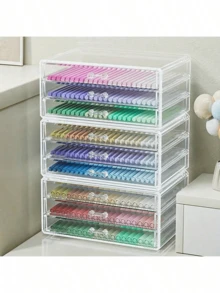 1 件透明塑料抽屉式桌面收纳盒 - 可容纳钢笔、铅笔和马克笔、创意学生铅笔架、胶带座、多功能整洁办公用品、学校用品、返校