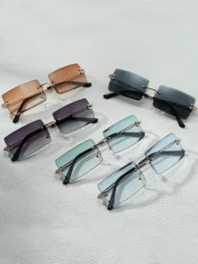5 paia di occhiali da uomo in metallo con montatura quadrata classica e alla moda, adatti per vacanze tropicali in spiaggia, attività all'aperto e tempo libero, accessorio ideale per vacanze estive in spiaggia, attività all'aperto e viaggi. - Multicolore - Visualizzare 7