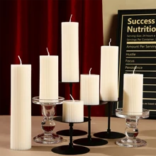 1pc, White Cylindrical Candle, Creative Design Ornament, Suitable For Home Decoration, Room Lighting, Wedding Candles, Etc., Atmosphere, Souvenirs, Holiday Gifts, Etc