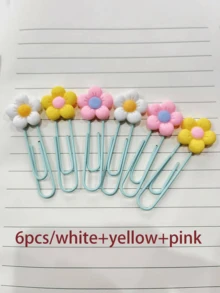 30件/27件/10件/9件/8件/6件/5件/3件/1件花朵PVC+金属回形针书签，可爱办公文具别针，多种颜色可选 - 彩色 - 查看 22