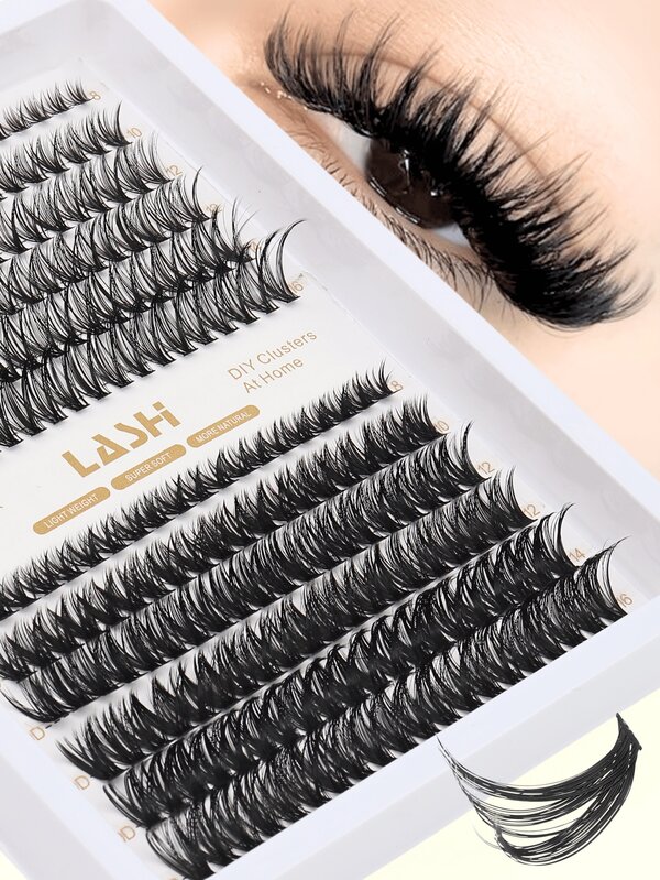 240pcs C-Curl 30D/60D Mixed Cluster False Eyelashes, Russian Manga DIY Fanned Lashes, 8-16mm Multi-Size Design, Dual Density Natural Unique Manga Eye Look, Ideal For Themed Photoshoots, Anime Conventions, Thanksgiving, Halloween, Christmas Creative Lash Gift