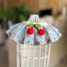 1pc Fresh Rural Style Pet Scarf, Puppy Cat, Little Teddy Bear, Dog Drool Bib, Bib, Neck Accessory - Red - View 2