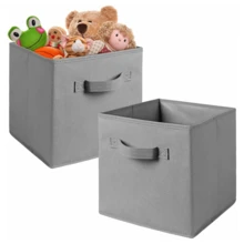 12er Set 27 x 27 x 28cm Aufbewahrungsbox Spielkiste Regalkorb Faltkiste Korb Stoff Box,ragbare Behälter, staub- und feuchtigkeitsbeständig, - Grau - Übersicht 2