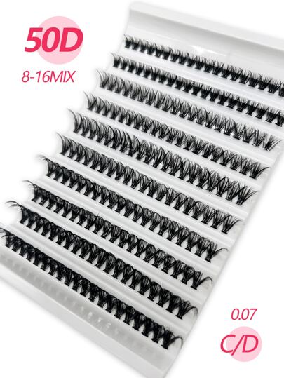 10 Rows 200pcs D Curl Cluster Lashes Self-Grafted 8-16MM Eyelashes Segmented Eyelashes Extensions At Home