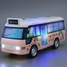 Juguetes de autobuses escolares, coches de plástico, autobuses de ciudad con sonido y luz, coches de fricción con pilas, juguetes para jugar, regalo para niños, regalo de cumpleaños